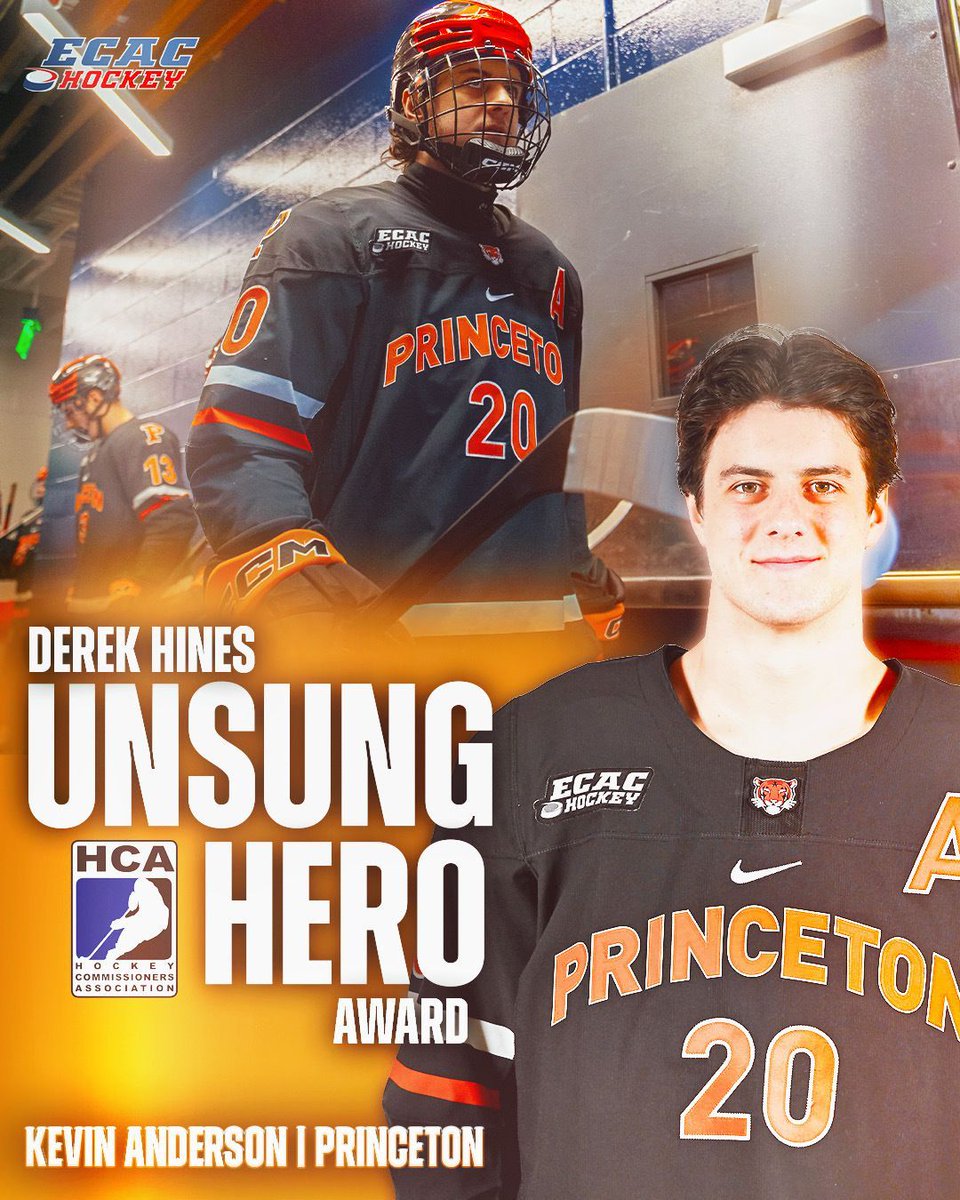 Congratulations to Kevin Anderson on being named the 2025-26 Derek Hines Unsung Hero Award! 

A key example of leadership and consistency, the senior alternate captain at Princeton has consistently shown respect, strong character, and sportsmanship this season and leads by