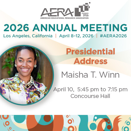 AERA_EdResearch's tweet image. It's almost time for the 2026 Presidential Address, "The Future Is Here: Historical Signals in Education Research," from AERA President Maisha T. Winn! Head to the LA Convention Center Concourse Hall for the address starting at 5:45 PM. #AERA2026