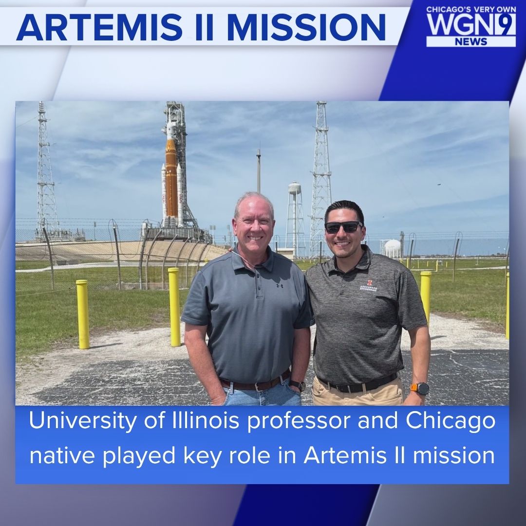 WGNNews's tweet photo. As the world watched Artemis II land Friday night, the Little Village community celebrated the work of one of their own.

Meet Dr. Joseph Gonzalez, a University of Illinois professor and Little Village native who helped develop the rocket: https://t.co/PWPJXYA1ZL https://t.co/9JYgMM8GIT