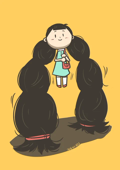 4/11 春の散歩は気持ちが良いね #しっかりいい髪の日 #オリジナルイラスト