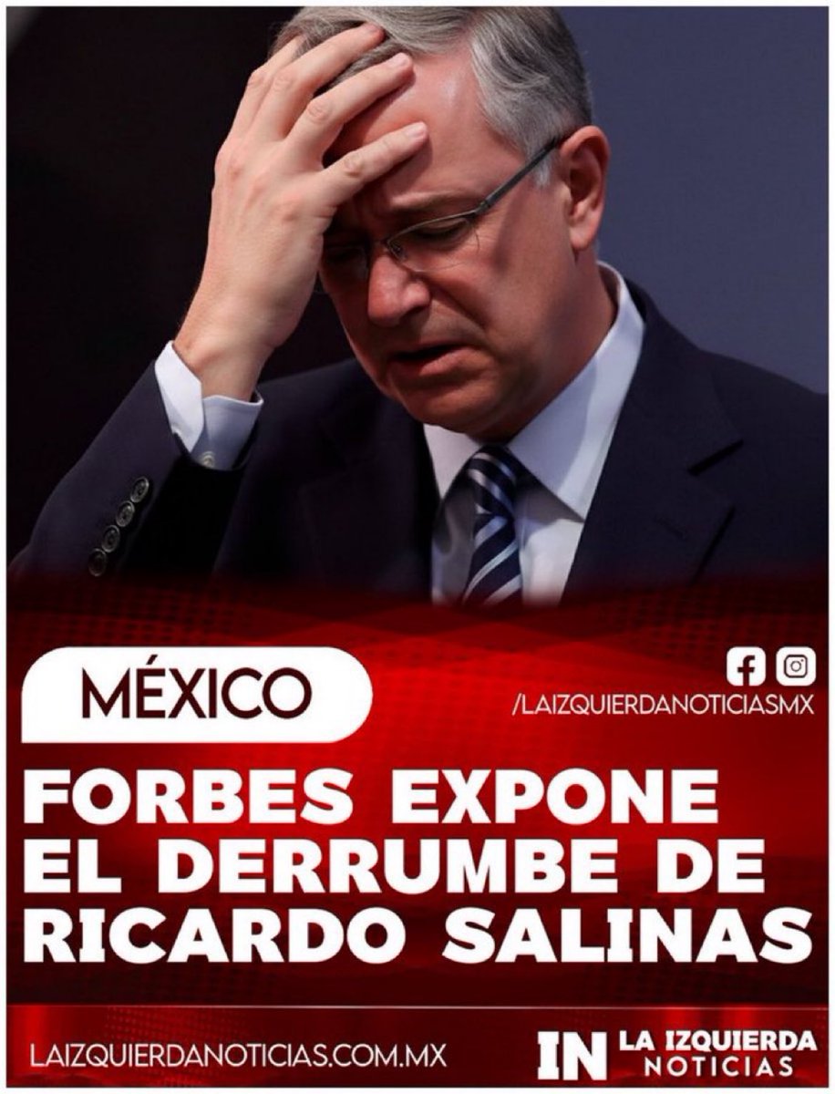 🚨 !EN PICADA! Ricardo Salinas Pliego está viviendo una destrucción financiera en tiempo real. El magnate que algún día presumió estar entre los más ricos del mundo acaba de desaparecer del mapa Forbes.Hablamos de $10,000 millones de dólares evaporados en un año.

<a href="/IzqNoticiasMx/">La Izquierda Noticias México</a>