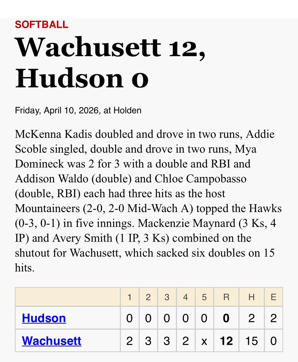 AddieScoble99's tweet photo. I had a great second game of the high school season! I went 2/3 with a walk! Wachusett is 2-0! 
@VoodooSBRecruit @16uVoodoo @NCSA_Softball @SoftballDown @gatorjack72 @TOP_D1RECRUITS https://t.co/9ULPmVC1DK