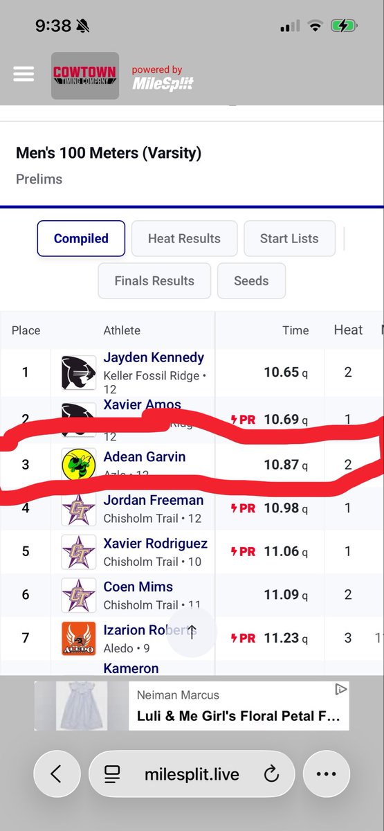 AdeanGarvin's tweet photo. Ran a 10.87 in district at aledo prelims yesterday 😁 https://t.co/xwxCiH3oTe