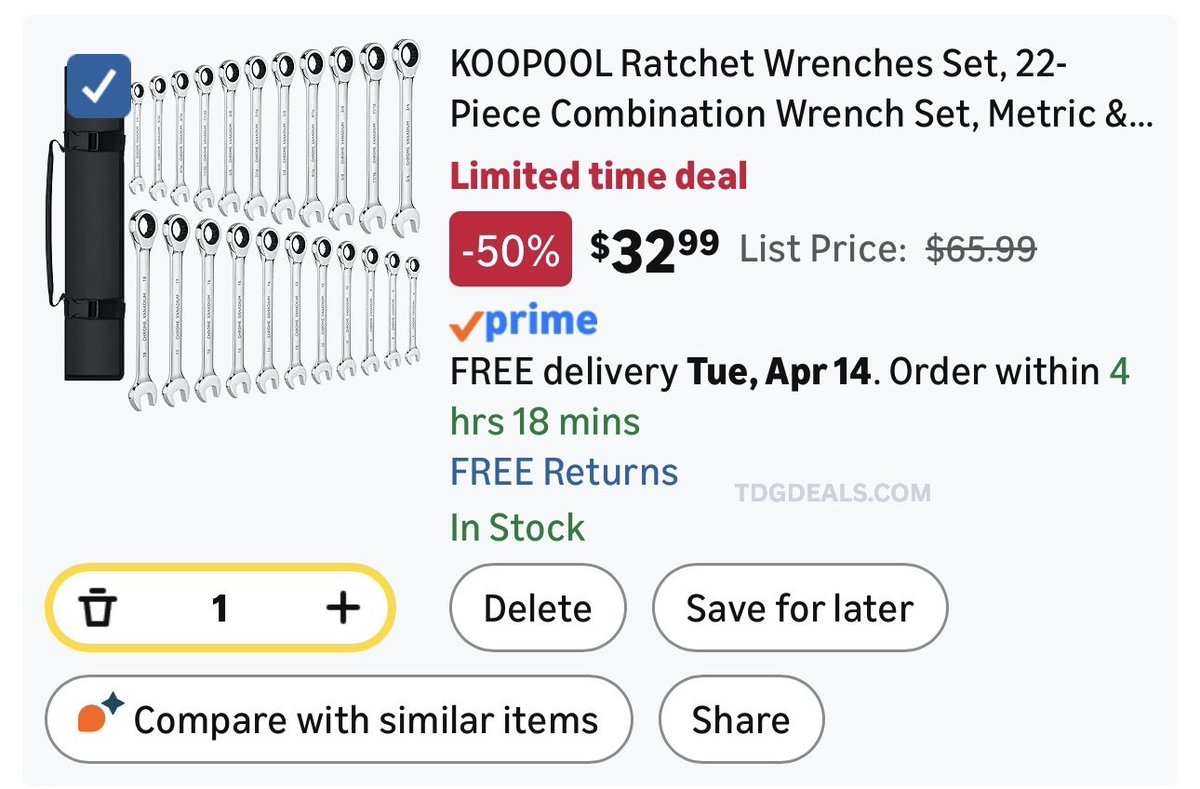 thedealsguy_'s tweet photo. $32 KOOPOOL Ratchet Wrenches Set, 22-Piece Combination Wrench Set, Metric &amp; SAE, Anti-Slip Grip, CR-V Steel, 1/4" to 3/4" &amp; 6mm to 18mm, Portable Oxford Pouch Organizer

Normally $67

https://t.co/FiVWiMioqQ

#PaidAd https://t.co/38r4jJWlSu