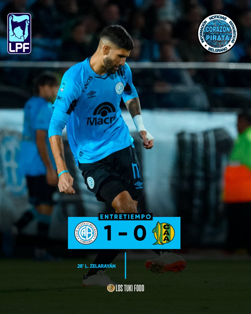 ⏱ Final del primer tiempo en Alberdi.

🏴‍☠️ #Belgrano le gana 1 a 0 a Aldosivi, por la décima cuarta fecha del #Apertura.

⚽ Convirtió Lucas Zelarayán.

🔁 Adrián Spörle ingresó en lugar de Juan Velázquez.

#LaVidaPorEstosColores ¡#VamosCAB! 🩵☠️
