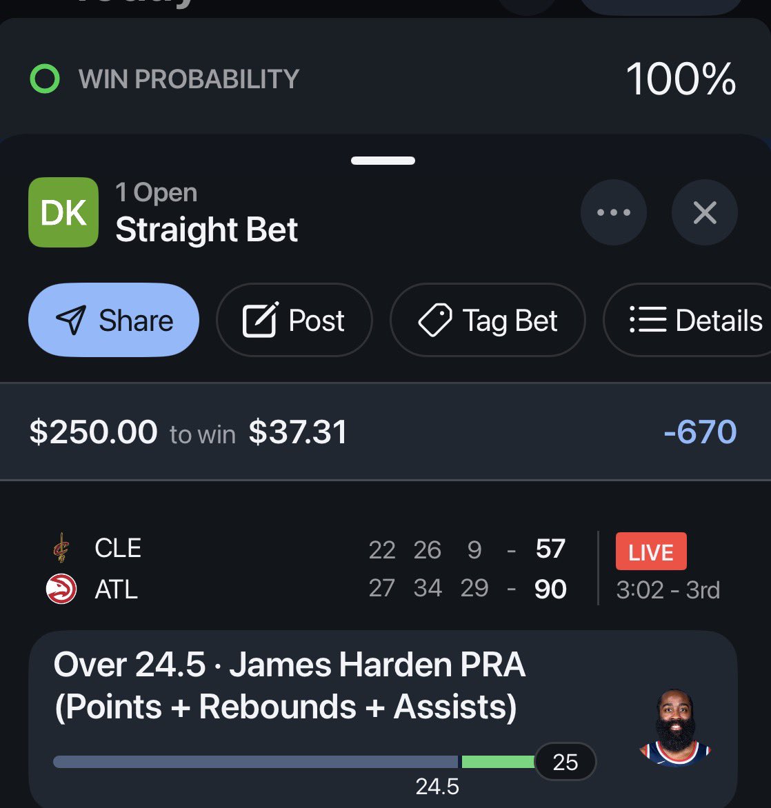 coachme2cash's tweet image. Y’all ain’t ready!!!

💰 James Harden OVER 24.5 PRA already HIT ✅  

25 PRA and climbing… 

Doubters quiet, bankroll loud.  

Who’s next? 🔥  

🔗 in BIO

#NBA #Harden #BetSmart