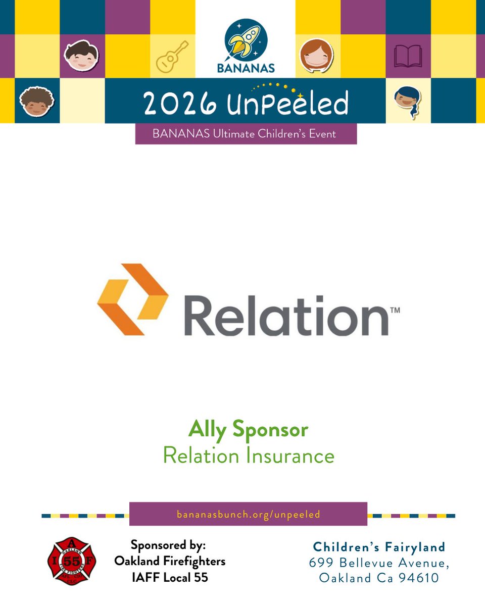 BananasBunch's tweet photo. Thank you to our generous Champion, Hero, &amp; Ally Level UnPeeled Sponsors! 

Don't forget to RSVP to join us at Unpeeled on April 25, 2026 at Children's Fairyland in Oakland! 

RSVP: https://t.co/CQhU7jYMUj https://t.co/Aj66HzfM86