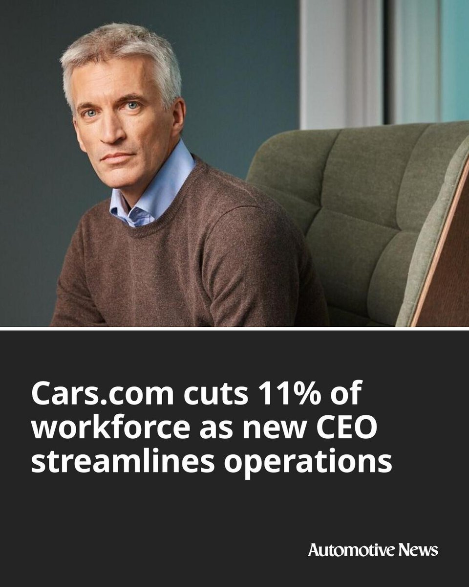 Automotive_News's tweet image. Cars.com Inc., doing business as Cars Commerce, is laying off 11 percent of its full-time workforce as part of a broad effort to streamline its management layers and cut costs.

#Carsdotcom #automotive #autoindustry #layoffs