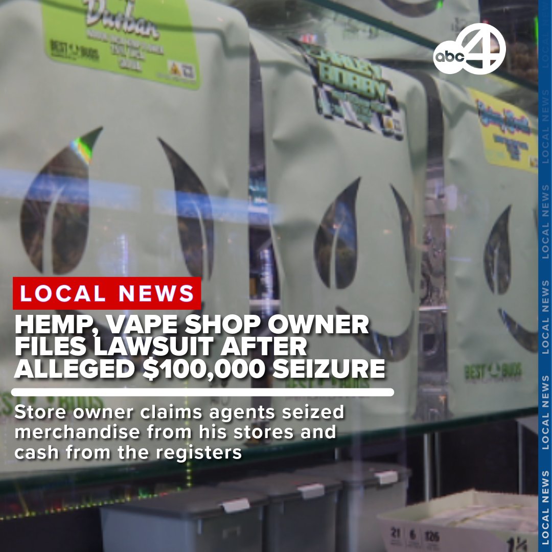 A Dorchester County hemp and vape shop owner says law enforcement seized  about $100,000 in cash and product from his businesses, prompting him to  file a lawsuit against the Dorchester County Sheriff's