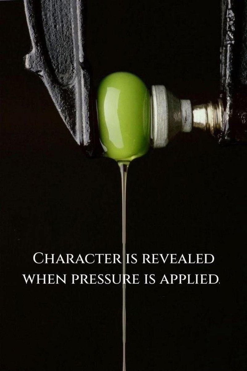 True character isn’t shown when things are easy — it’s revealed under pressure.
Like an olive in a press, what’s inside always comes out.