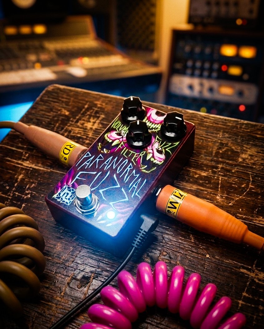 HauntedLabs's tweet image. The Paranormal Fuzz V2 in its element. Designed for the mix, the Filter control delivers surgical precision while maintaining low-end punch. Paired with Ampturco Wizard Coil cables for a signal chain that is as reliable as it is cinematic.
#HauntedLabs #Ampturco #StudioGear #Fuzz