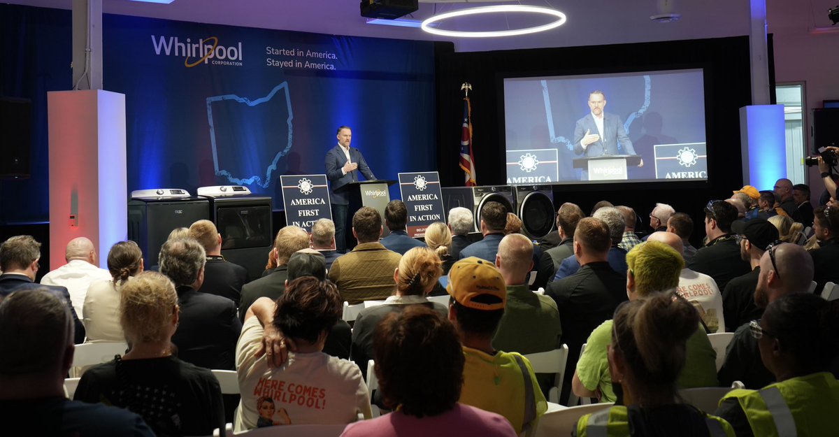 USTradeRep's tweet image. 🚨 AMERICA FIRST IN ACTION: @WhirlpoolCorp is investing $60+ million in Perrysburg, OH because of tariffs

President Trump’s tariff program is fast-tracking America’s industrial resurgence by eliminating trade barriers and ensuring American manufacturers can compete on a level