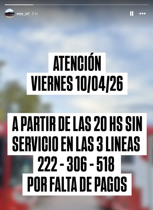 CiudadDeBondis's tweet photo. Desde las 20hs, PARO en la Empresa Esteban Echeverria (#Linea222 #Linea306 #Linea518 Ezeiza) por falta de pago de sueldos https://t.co/X2zhKruOHl