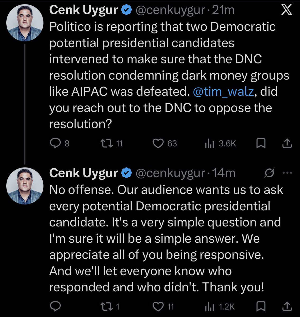 IsraelWarRoom's tweet image. #NEW: @cenkuygur launched a carpet bombing campaign on X.