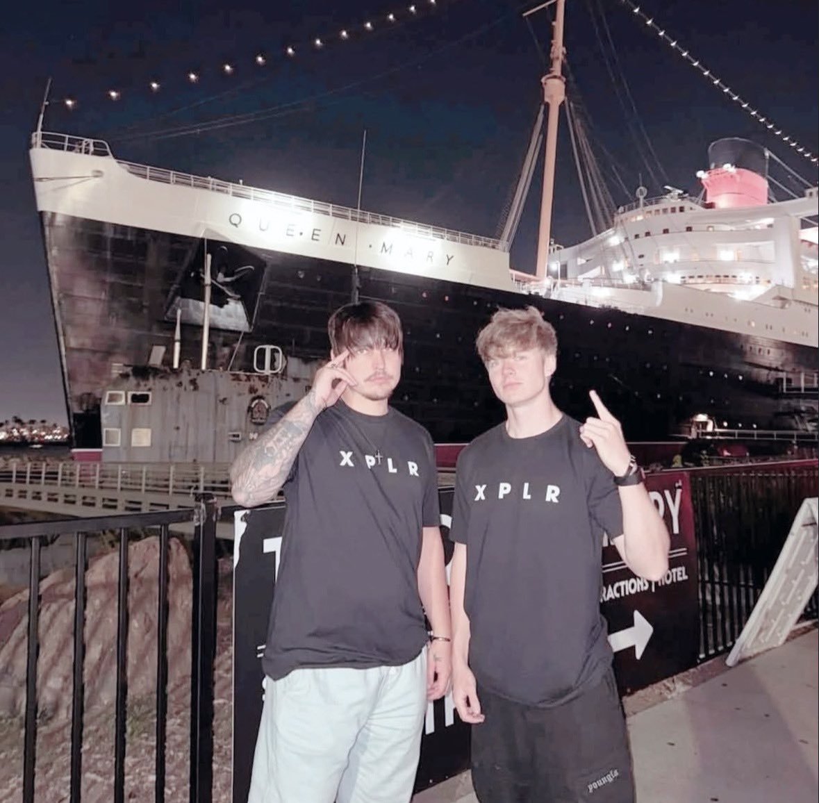 XPLRMERCHDESIGN's tweet photo. Sam &amp; Colby at the Queen Mary recently! 🚢👻 https://t.co/hr9OdowSna