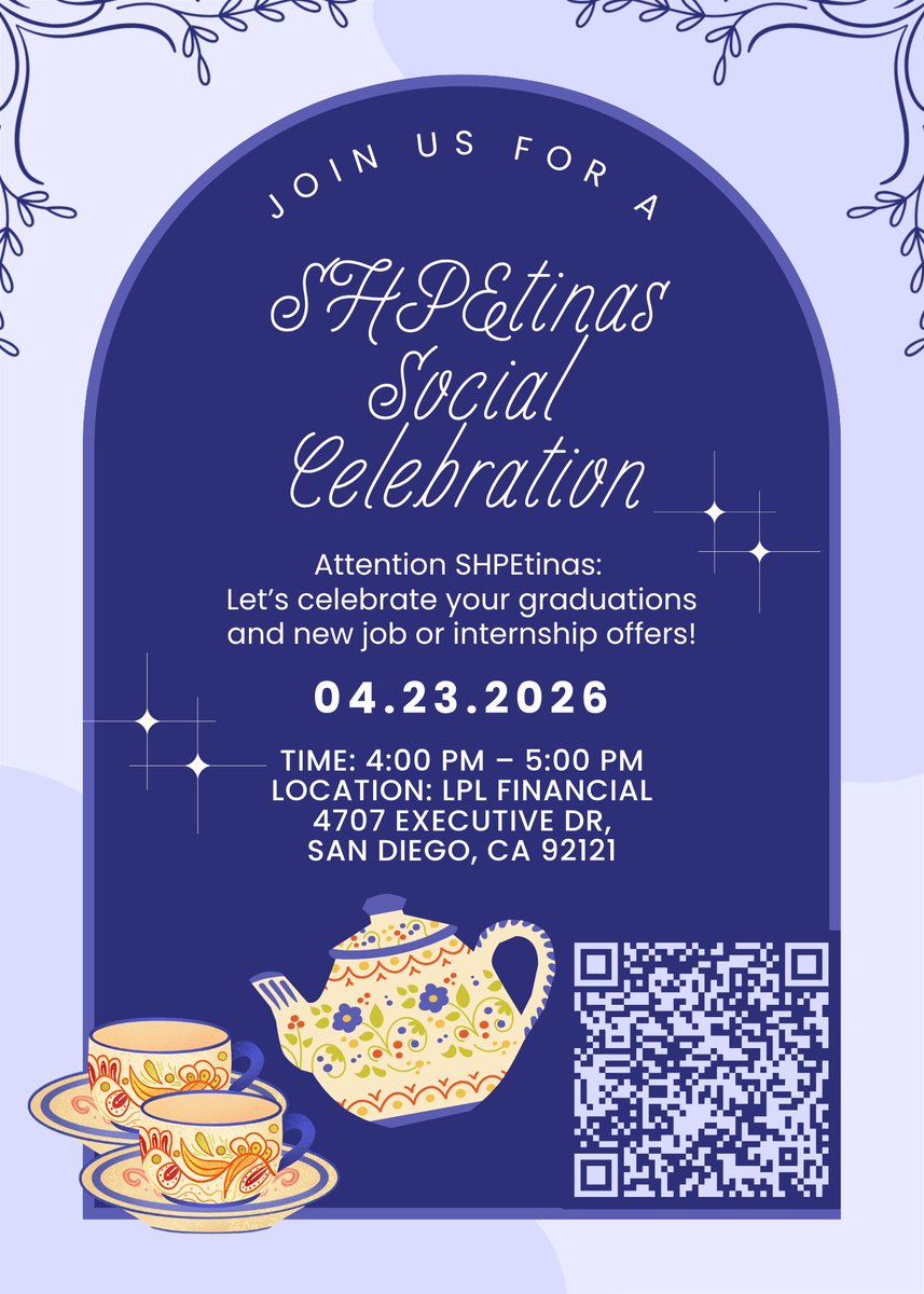🎉 SHPEtinas Social Celebration – April 23rd, 2026

Calling all graduating SHPEtinas and those who have received internship or job offers! Join us as we celebrate your incredible accomplishments before our SHPE SD GBM.

docs.google.com/forms/d/e/1FAI…