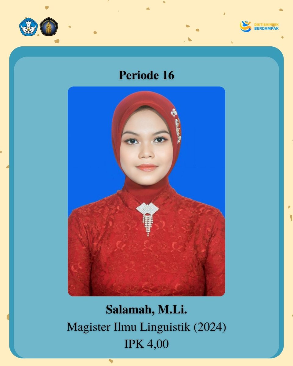 FIBUB_OFFICIAL's tweet image. [Wisudawan Terbaik P15-16]

Salam Budaya!

Hai #FIBers

FIB UB mengucapkan selamat dan apresiasi setinggi-tingginya kepada Wisudawan Terbaik periode 15 dan 16 Tahun Akademik 2025/2026.

Pencapaian luar biasa ini merupakan wujud nyata dari dedikasi, ketekunan, dan kerja keras Anda