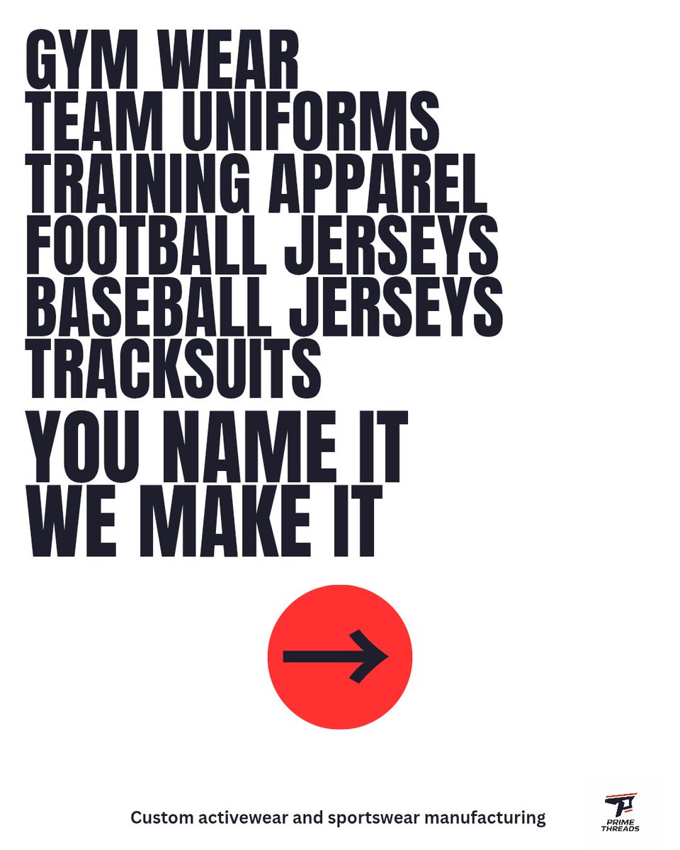 primethreadsmfg's tweet image. We are Prime Threads. Custom activewear and sportswear manufacturer based in Sialkot, Pakistan. Built for sports teams, clubs and organizations worldwide. DM us or send an email to get started 🇵🇰
#customkit #teamwear #primethreads #customsportswear 
#customapparel