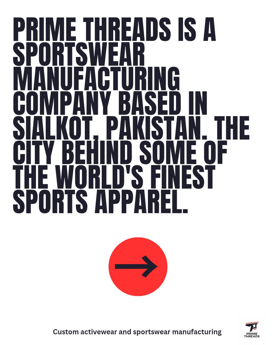primethreadsmfg's tweet image. We are Prime Threads. Custom activewear and sportswear manufacturer based in Sialkot, Pakistan. Built for sports teams, clubs and organizations worldwide. DM us or send an email to get started 🇵🇰
#customkit #teamwear #primethreads #customsportswear 
#customapparel