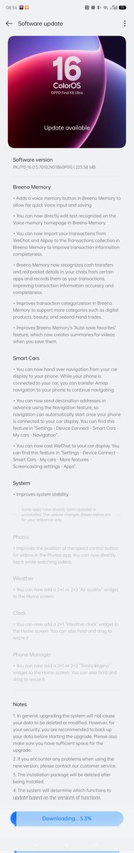 behnke_lars's tweet image. Small OTA update for the #OPPO #FindX8Ultra. Waiting for the next big update with new camera features... 😁