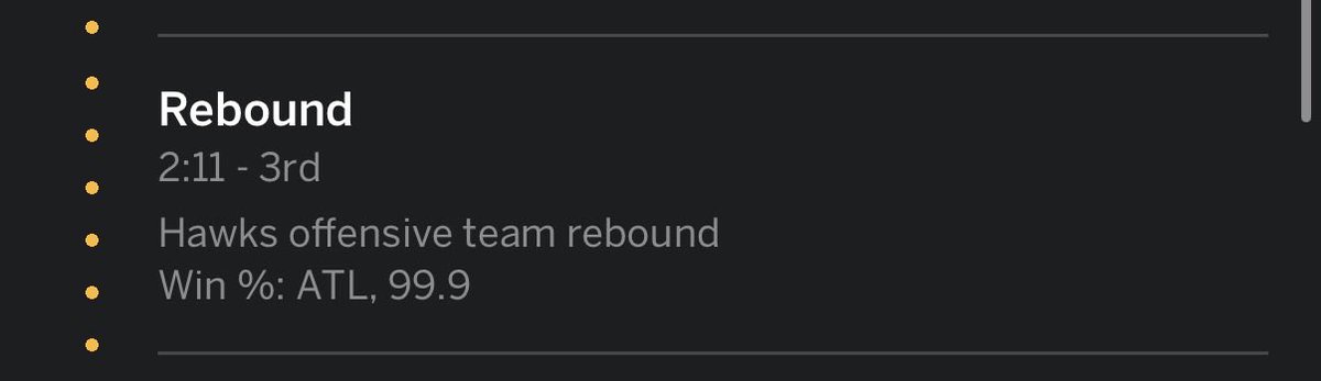 nothingbutYUP's tweet photo. Fuck this I’m not beat for this. 

Allllllll of a sudden 

2:11 mark said Jalen Johnson offensive rebound.

Now allllllll of a sudden every play by play says “team rebound”

Took away his 10th rebound. This is horse shit @theScore 

FIX IT https://t.co/Uz1elS7J5G