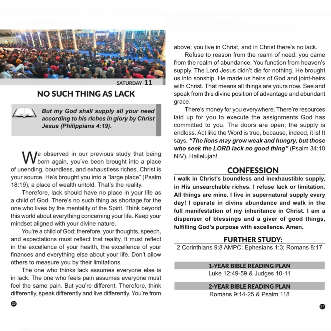 Today’s Rhapsody of Realities by Pastor Chris Oyakhilome 11 April 2026: NO SUCH THING AS LACK ❤️🔥🙏🏽 read.rhapsodyofrealities.org/rin/takueinjap…