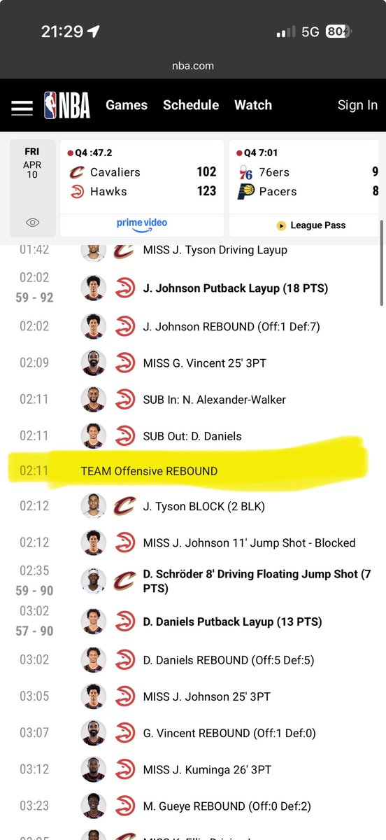 nothingbutYUP's tweet photo. @NBA fix this nonsense stat correction

Jalen Johnson had 10 rebounds.

2:11 mark made his 10th. This is absolute garbage https://t.co/Sq70xw3h78