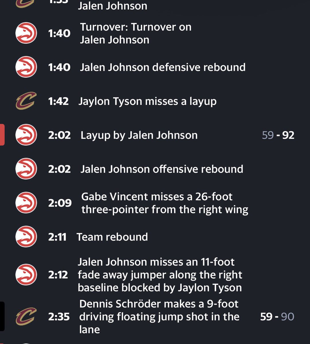 nothingbutYUP's tweet photo. @NBA fix this nonsense stat correction

Jalen Johnson had 10 rebounds.

2:11 mark made his 10th. This is absolute garbage https://t.co/Sq70xw3h78
