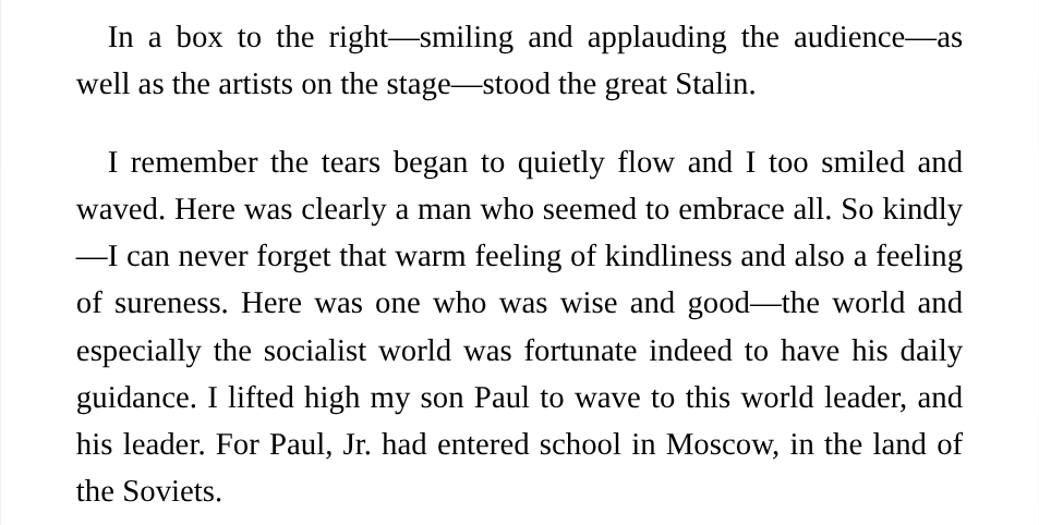 HistoryBrennan's tweet photo. @tribunemagazine Not quite sure how Robeson's role as an apologist for Stalin quite fits in with your claim that he was dedicated to a worldwide "struggle against oppression and exploitation." By the time he wrote his sycophantic "To You Beloved Comrade" in 1953, Stalin had genocided millions: https://t.co/iDDAw1424i