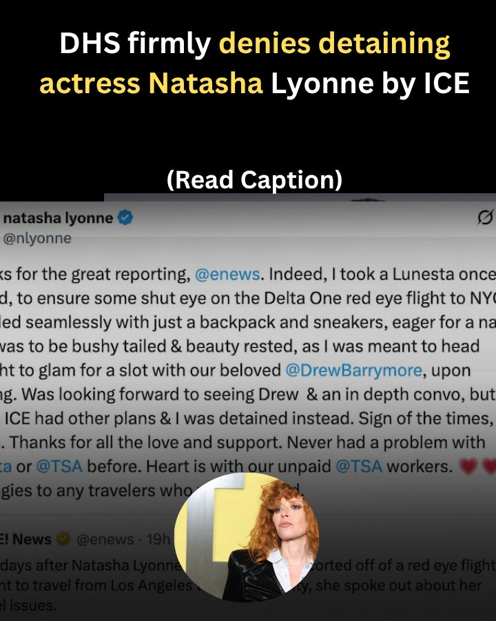 HeadingDaily's tweet image. DHS firmly denies detaining actress Natasha Lyonne by ICE after her removal from a L.A.-NYC flight due to appearing unresponsive from a Lunesta pill. A spokesperson clarified neither ICE nor TSA escorted her, countering her claims.
#NatashaLyonne
#ICEgate
#NatashaLyonneFlight