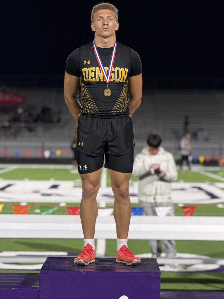DenisonTrack's tweet photo. Another Gold Medal and a 3rd qualifying event for the Area Meet for @10ThomasRendon with a PR and 1st place finish in the 200m Dash!!! Week to week and still getting faster….. https://t.co/31zfjTgDMD