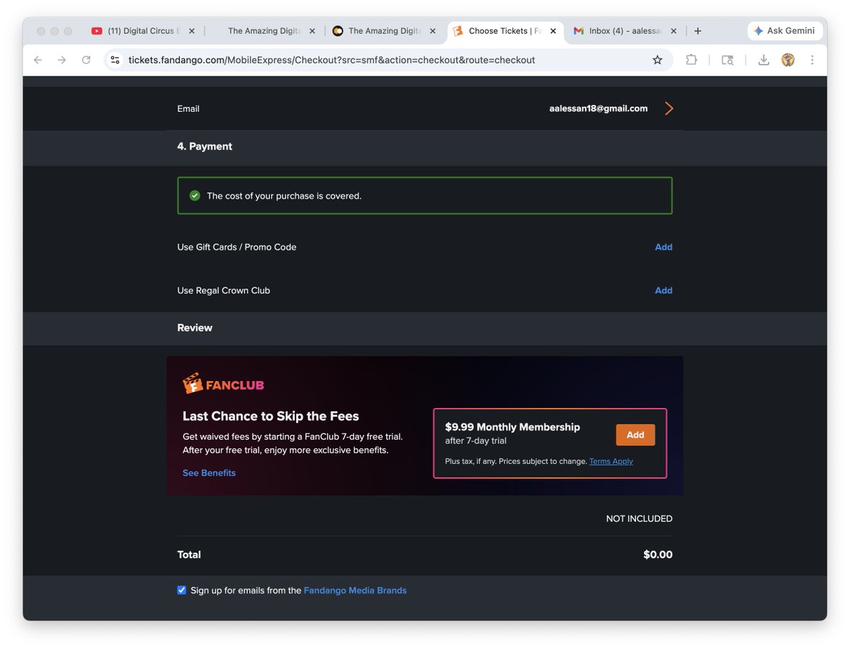 A2squaredA's tweet photo. @glitch_prod Is there a special going on or something for this? Cuz I'm confused about what went on when I tried to make my payment for my ticket. Has anyone else seen this? https://t.co/ioM2IVJDji