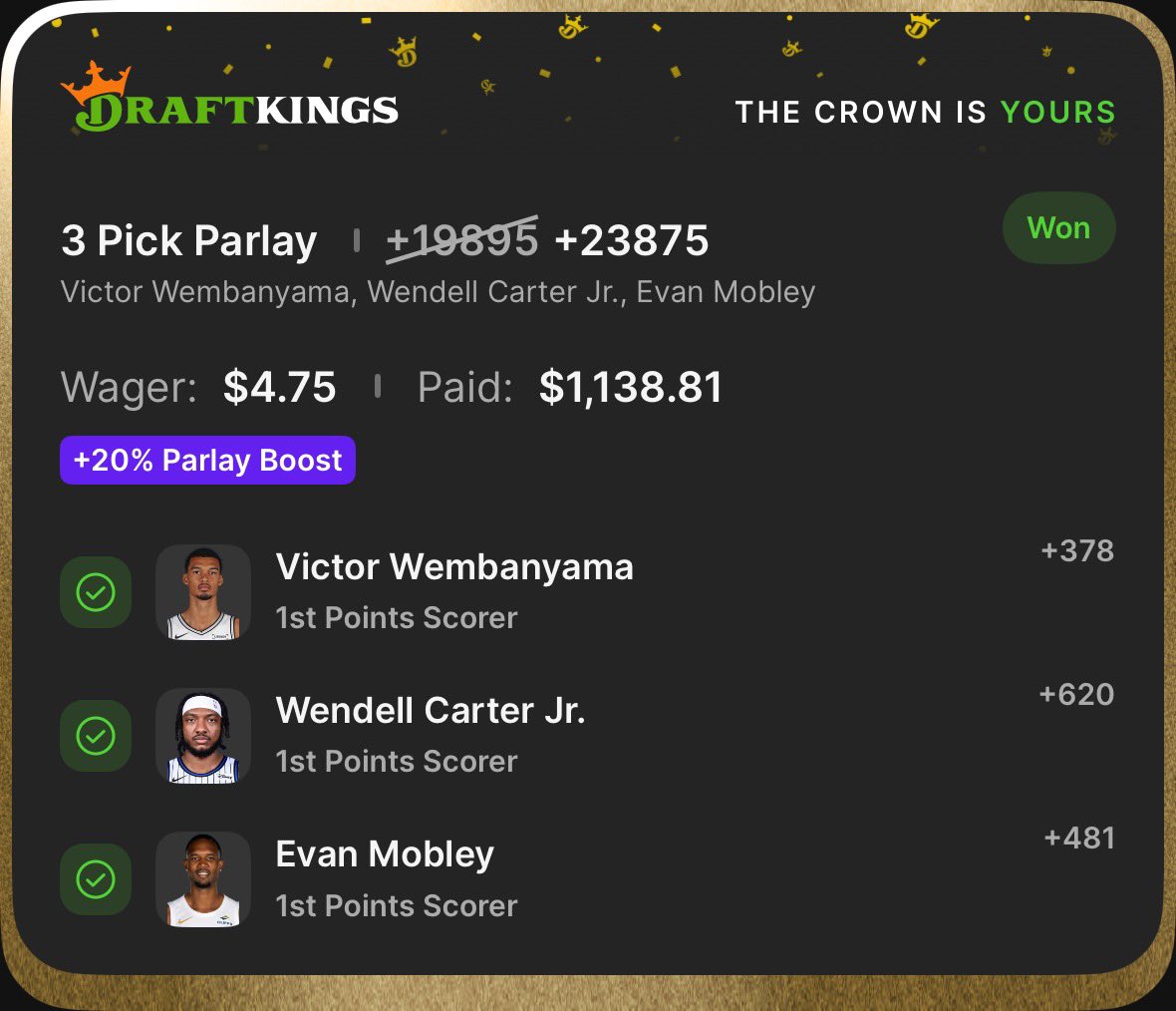 Mattdaddy444's tweet image. MR . FIRST BASKET IS BACK ! 
#nba #capper #dub #money #parlay #draftkings