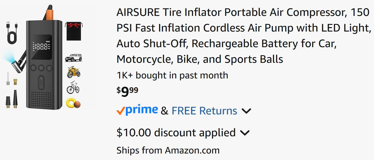 Pricerrors's tweet image. $9 PORTABLE AIR INFLATOR RESTOCKED

Originally $23 while similar are around $20

Use code "DIOWJ7GQ" at checkout

Sold out last time, not sure how long It'll last this time

pricedoffers.com/jhf3x #ad