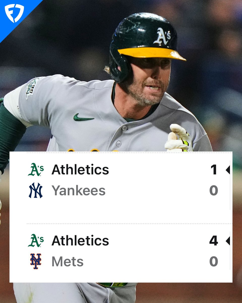 FDSportsbook's tweet image. The A's shutout both New York teams in back-to-back nights 😳

#Athletics