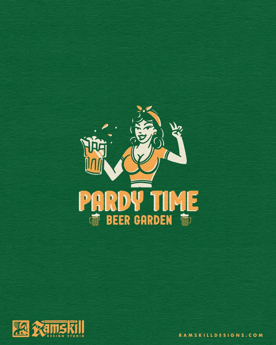 philustrations's tweet image. We Got Jugs! Another drop for the Pardy Time family, Beer Garden edition. Vintage pin-up energy meets cold beer vibes. A couple of my all time favourite things rolled into one design. 

#MerchDesign #VintageIllustration #TshirtGraphics #GraphicDesign #ramskilldesignstudio