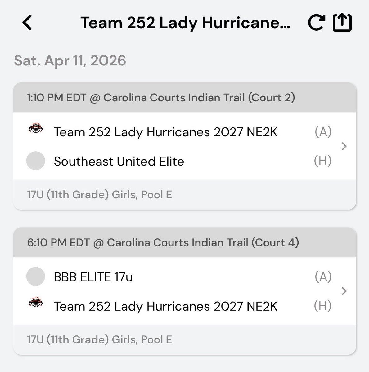 Team 252 Lady Hurricanes tweet media