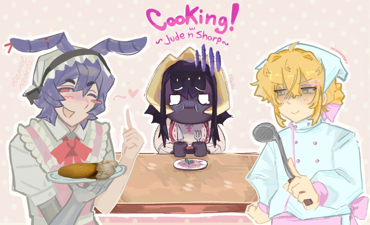 mmoychoart's tweet image. cooking with wager trio !!! #judelowfanart #taimcfanart #sharpnessfanart