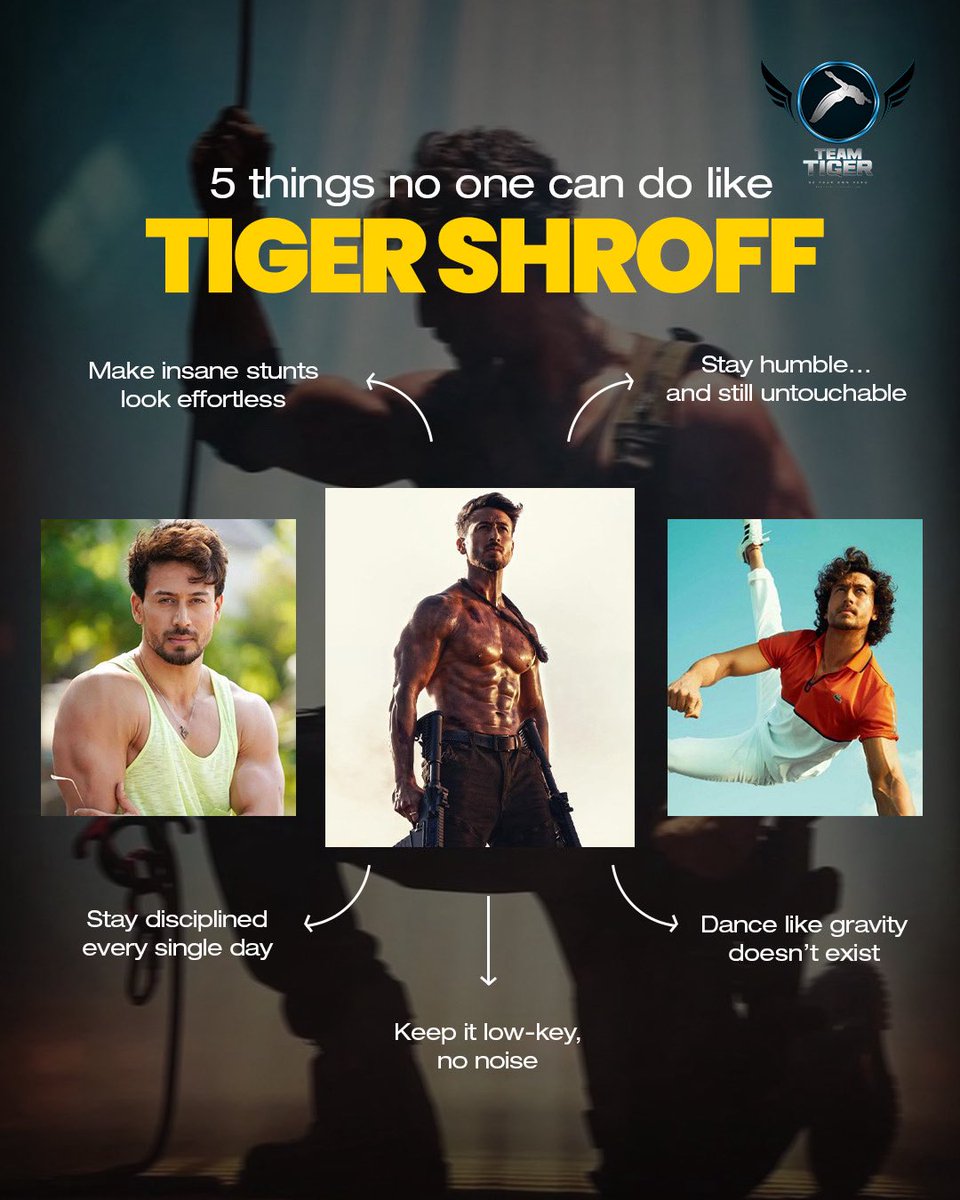 TeamtigerogTeam's tweet image. While the world’s making noise, Tiger Shroff is out here moving in silence flying, and flexing like it’s just another Tuesday. No hype, just habits. No shortcuts, just savage consistency.

#TeamTiger #BuiltDifferent #NoDaysOff