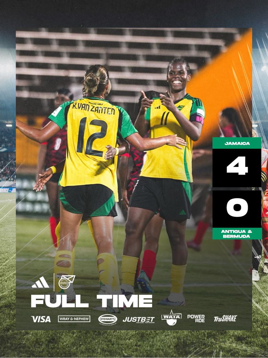 Bunny Shaw leading the way with a hat trick and the Reggae Girlz win with a statement.
🇯🇲

FULL TIME
JAMAICA 4 — 0 ANTIGUA &amp; BARBUDA

We’re making history together on the #RoadTo2027 🌍⚽