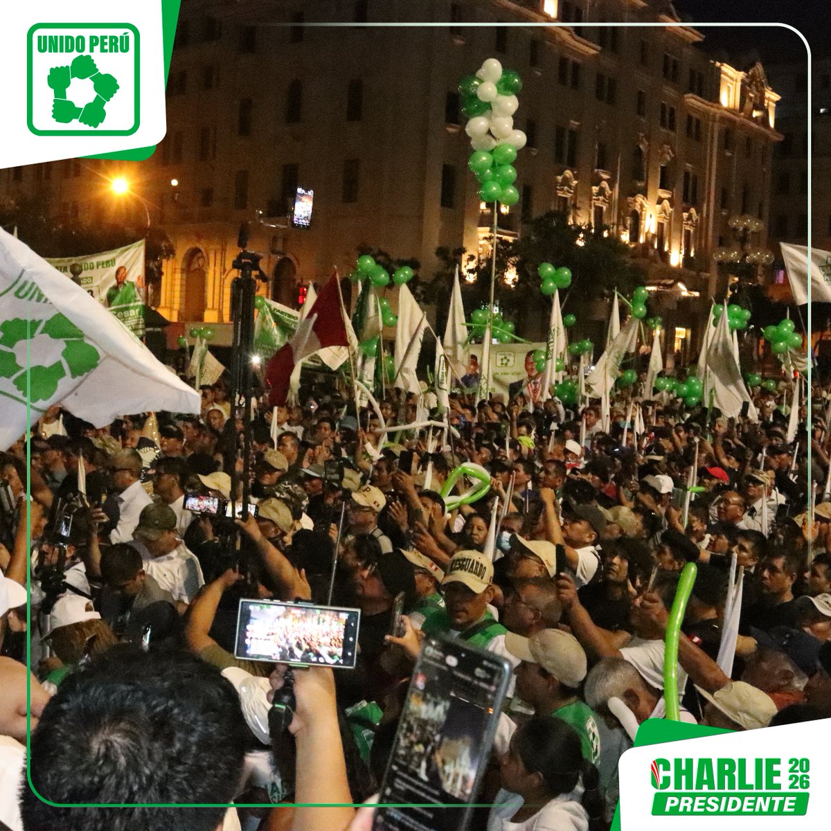 PDUnidoPeru's tweet photo. 📸 #GaleríaDeFotografías | Cierre de Campaña 🇵🇪
📍 Compartimos algunos de los momentos más significativos de este gran cierre de campaña del Partido Demócrata Unido Perú.
#UnidoPerú.
#CharliePresidente. https://t.co/C1JqLvsl4S