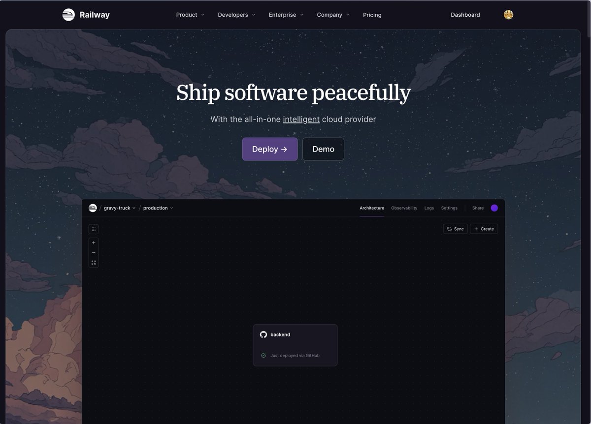 1MoNo2Prod's tweet image. Vercelの代わりにRailway使ってるけどいい感じ

Vercelと比べた時の利点は

- Docker使えるのでほぼ何でもデプロイ可能。PythonやRails使えるのがいい
- DB, Redis等が同梱されてるので設定簡単。アプリを跨がなくていい。Supabase、Redisにそれぞれ月額費払う必要なし
-