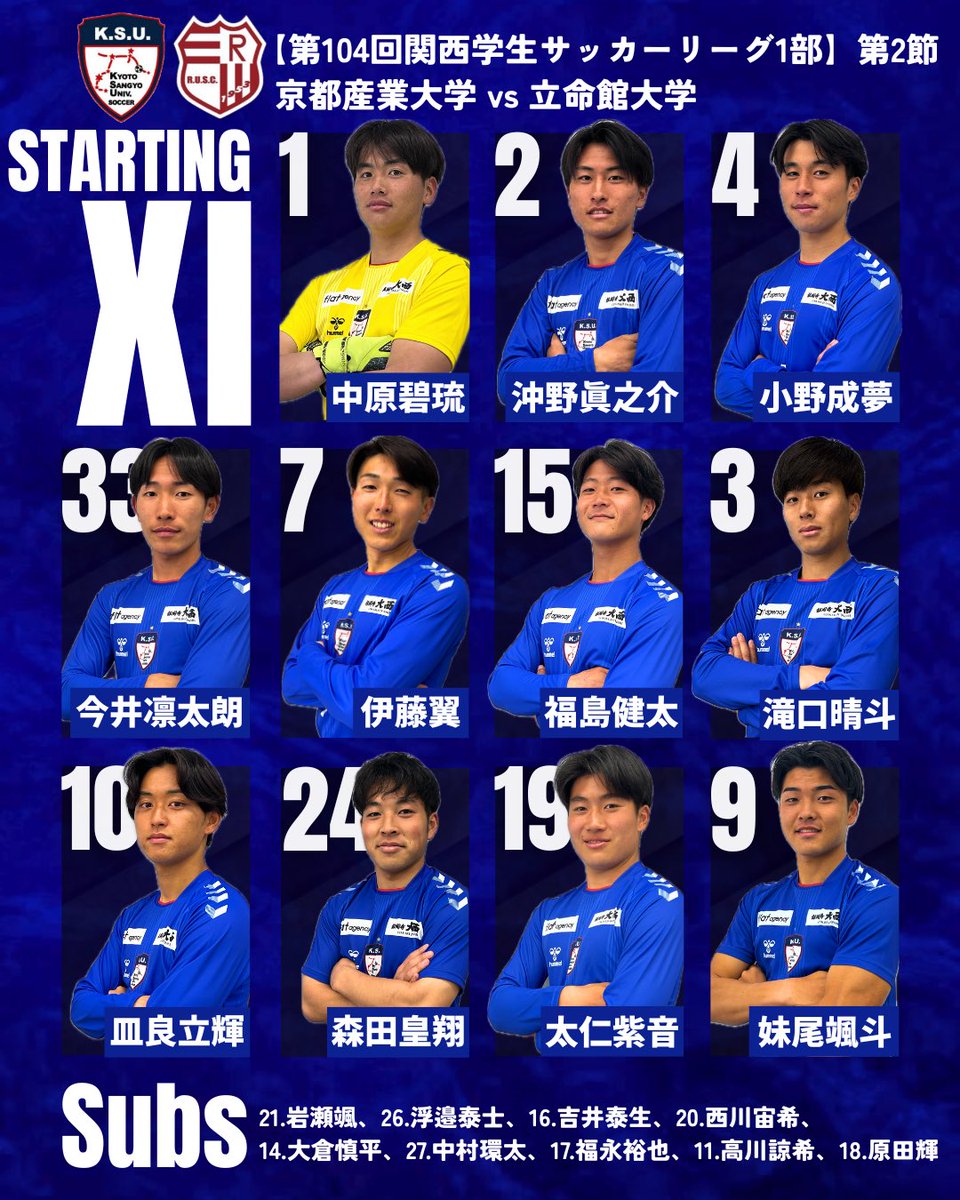 STARTING MEMBER】 本日のスターティングメンバーです👀✨ 熱いご声援