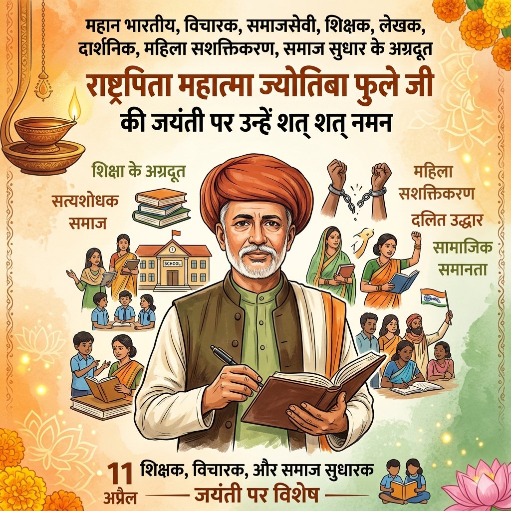 महान भारतीय, विचारक, समाजसेवी, शिक्षक, लेखक, दार्शनिक, महिला, सशक्तिकरण, समाज सुधार के अग्रदूत राष्ट्रपिता महात्मा ज्योतिबा फुले जी की जयंती पर उन्हें शत् शत् नमन।
#jyotibaphule