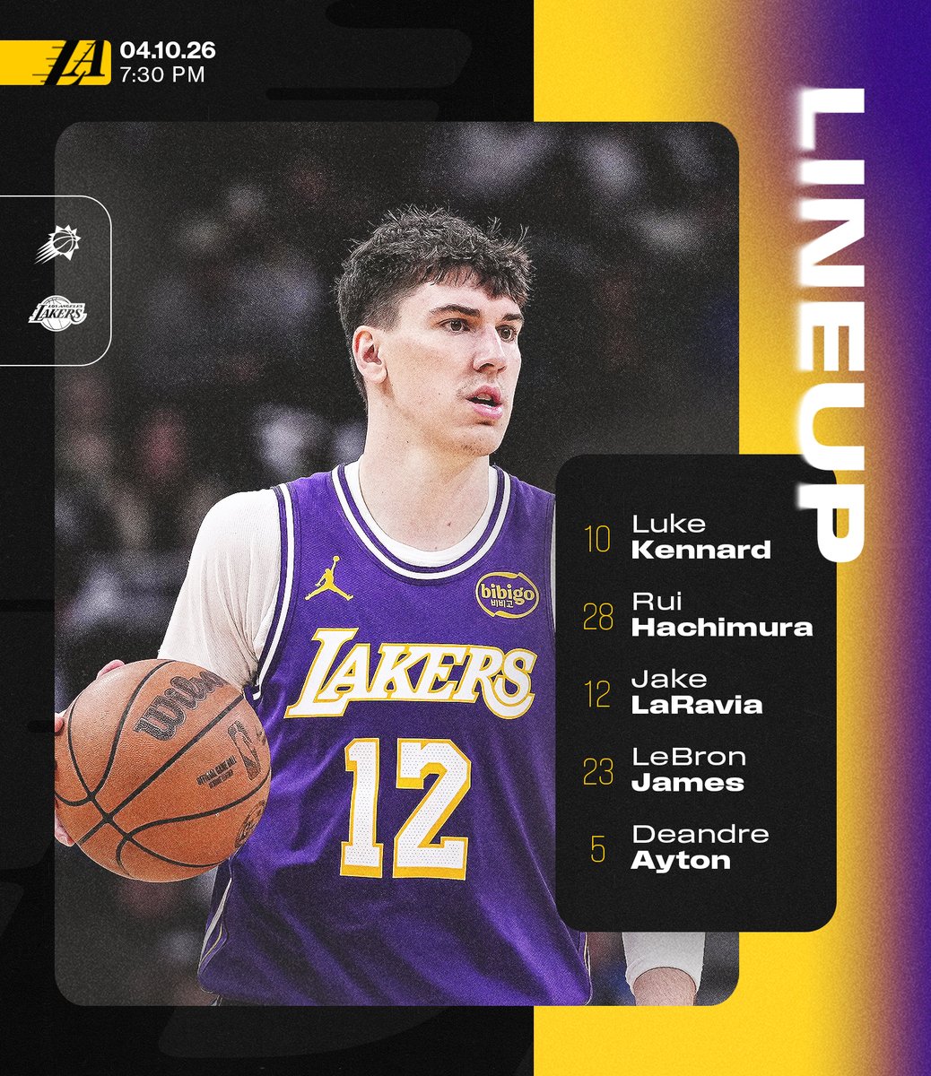 SpectrumSN's tweet image. Tonight's #Lakers lineup vs. Phoenix: