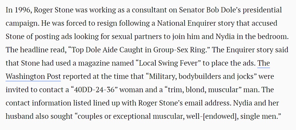 HandToForehead's tweet image. Roger Stone advertised for men to share his wife with.