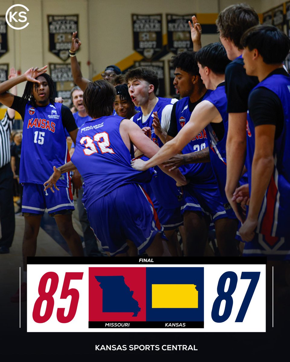 KSSCentral's tweet photo. TEAM KANSAS TAKES BRAGGING RIGHTS. 🌻🏀

Team Kansas knocks off Team Missouri in the DiRenna Boys Basketball All-Star Game. https://t.co/18dbXXGIDJ