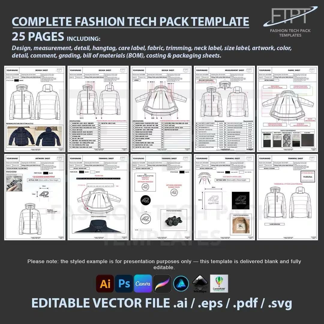 DoerakP3770's tweet image. This complete fashion tech pack template includes 25 editable pages so you can organize design, measurements, trims, artwork, grading, BOM, costing, and packaging in one system.
👇🏽👇🏽👇🏽
 fashiontechpacker.etsy.com/listing/434106… 

#FashionDesigner #TechPack #ApparelDesign #FashionBusiness