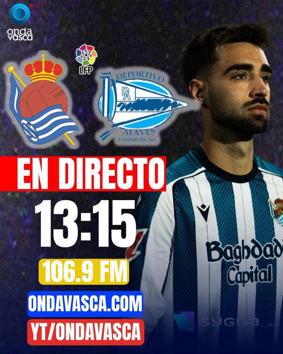 ⚔️ ESTA TARDE TE NARRAMOS A LA REAL ⚔️

🏡 Anoeta
⏰ 13:15
📻 106.9FM / Ondavasca.com
🔴 youtube.com/@ondavasca3930

🎙️<a href="/samuvalcar/">Samu Valcárcel</a>
🎓 Gorka Zelaia
💃 <a href="/chamizo_garcia1/">Dani Chamizo</a> 

#OndaVasca #Konekta
