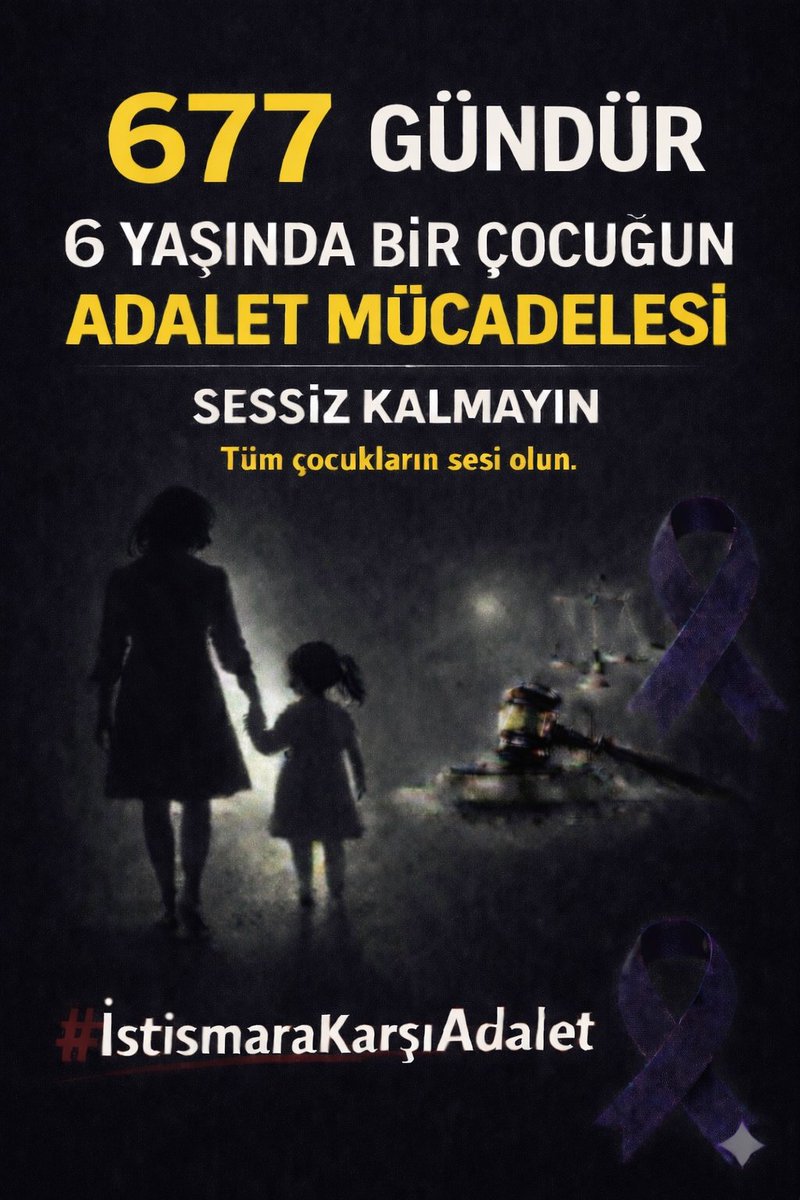 677 gündür ;

4 yaşındayken öz babası tarafından istismara uğrayan, bugün 6 yaşında olan kızımın adaleti için mücadele ediyorum.

⚖️ 4.Duruşma ;

🗓 12 Haziran 2026
⏰️ 09.00
📌 Ünye Ağır Ceza Mahkemesi’nde görülecektir.

Ömür boyu bu travmayla yaşamak zorunda bırakılan bir